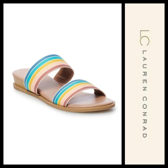 LC Lauren Conrad Shoes - LC Lauren Conrad Mint Slide Rainbow Sandals NIB 7
